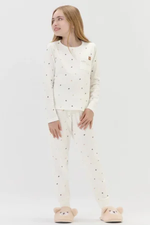 Pijama Feminino Infantil Manga Longa Com Calça