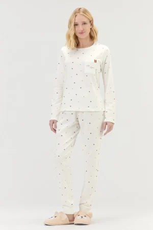 Pijama Feminino Manga Longa Com Calça