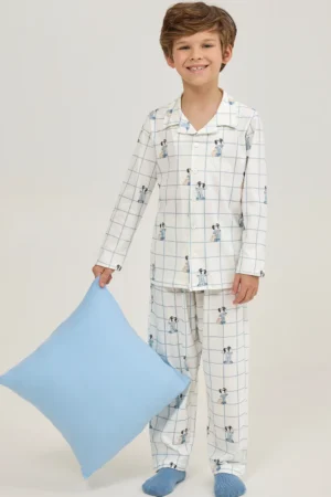 Pijama Masculino Infantil Manga Longa Americano Com Calça