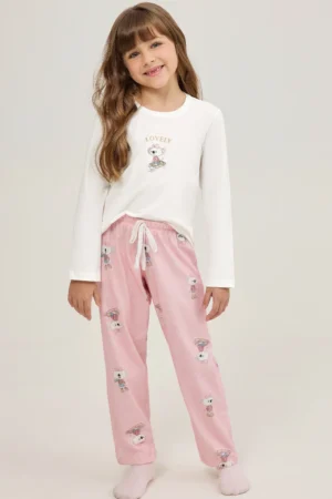 Pijama Feminino Infantil Manga Longa Com Calça