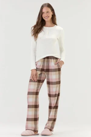 Pijama Feminino Manga Longa Com Calça