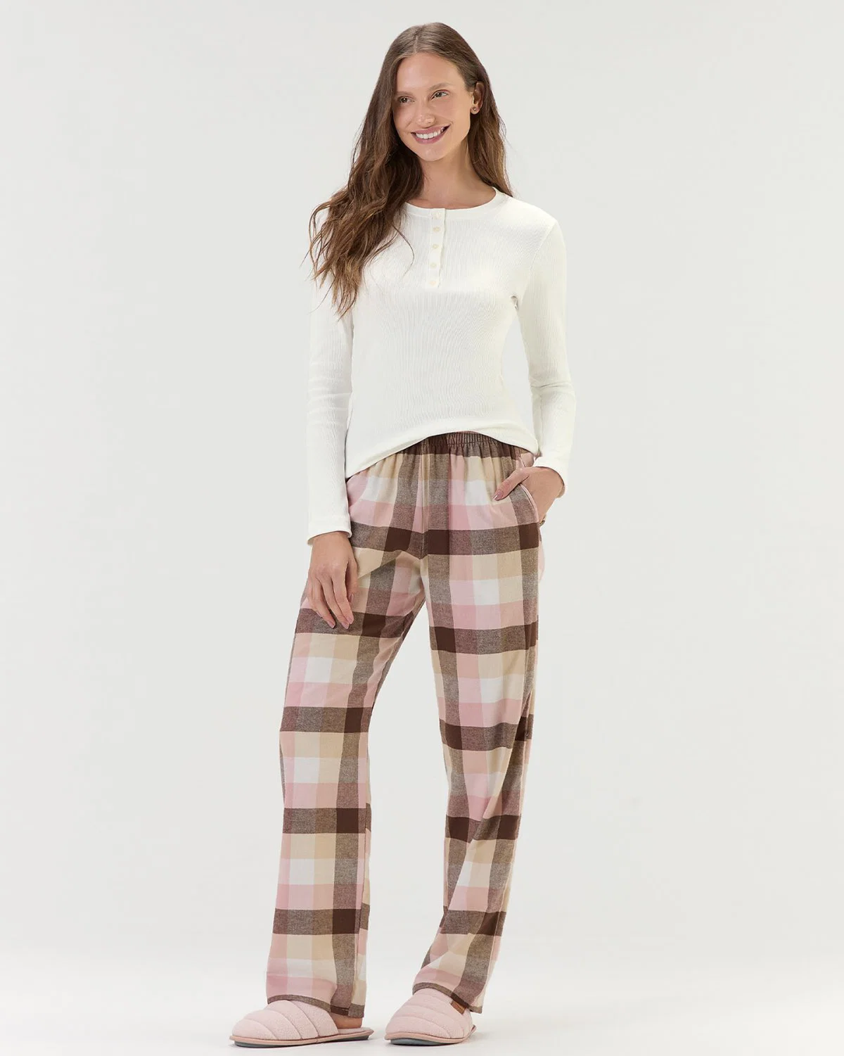 Pijama Feminino Manga Longa Com Calça
