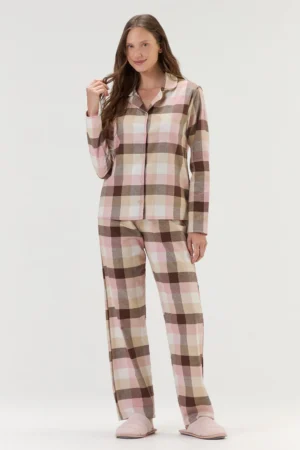 Pijama Feminino Americano Manga Longa Com Calça