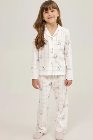 Pijama Feminino Infantil Manga Longa Americano Com Calça