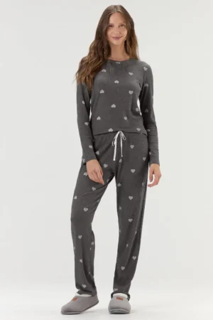 Pijama Feminino Manga Longa Com Calça